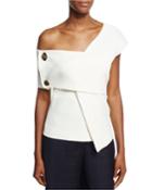Willow One-shoulder Bonded Crepe Top W/ Trim