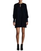 Dores Bishop-sleeve Velvet Dress
