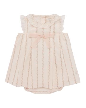 Lace-trim Floral Striped Dress W/ Bloomers, Size
