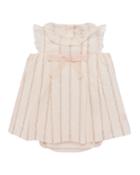 Lace-trim Floral Striped Dress W/ Bloomers, Size