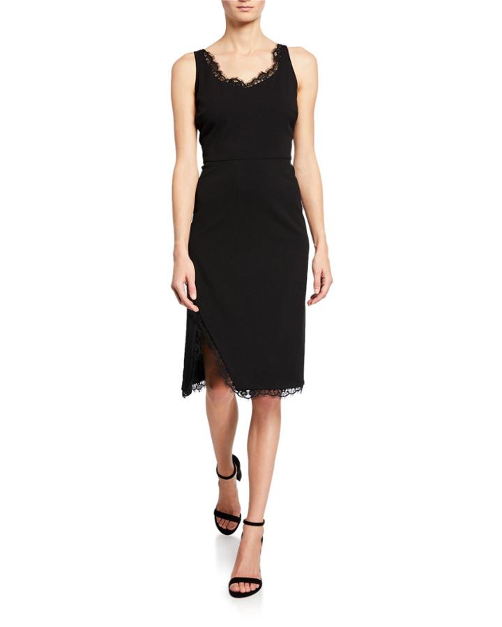 Lace-trim Slit-front Dress