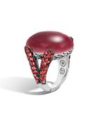 Classic Chain Celestial Orb Red Sapphire & Rhodolite Ring,