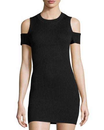 Knock-out Ribbed Dress, Black