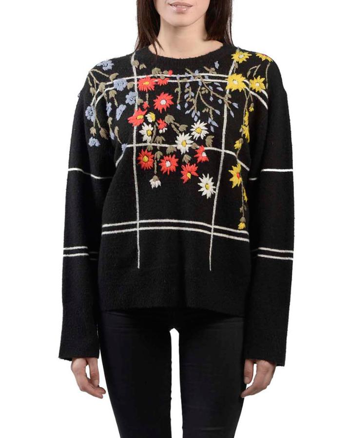 Floral Embroidered Windowpane