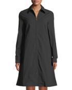 Double-zip Collared A-line Dress