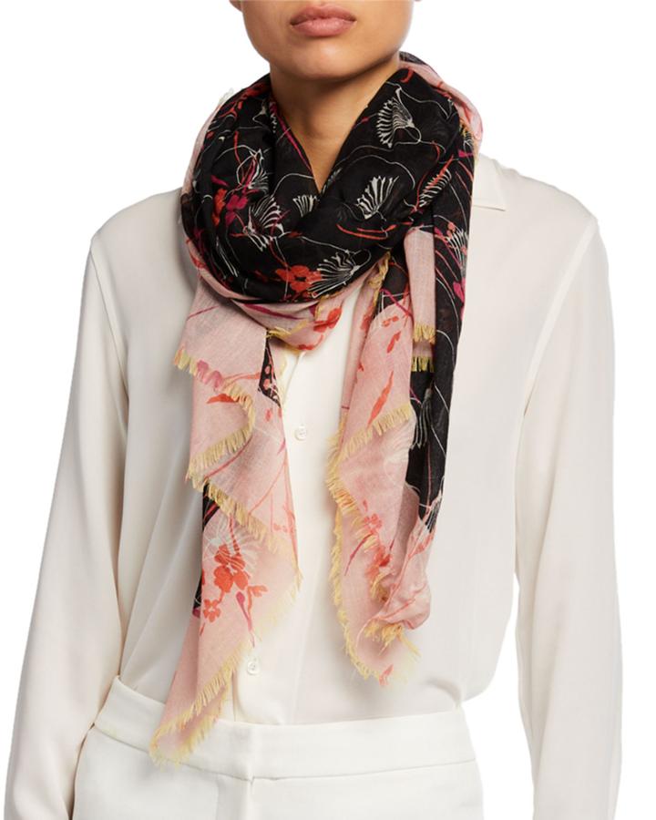 Cashmere-wool Floral-print
