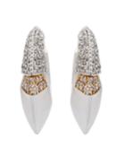 18k White Gold & Layer Diamond Hoop Earrings