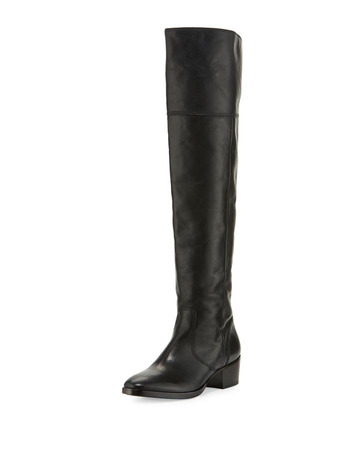 Clara Leather Over-the-knee Boot, Black
