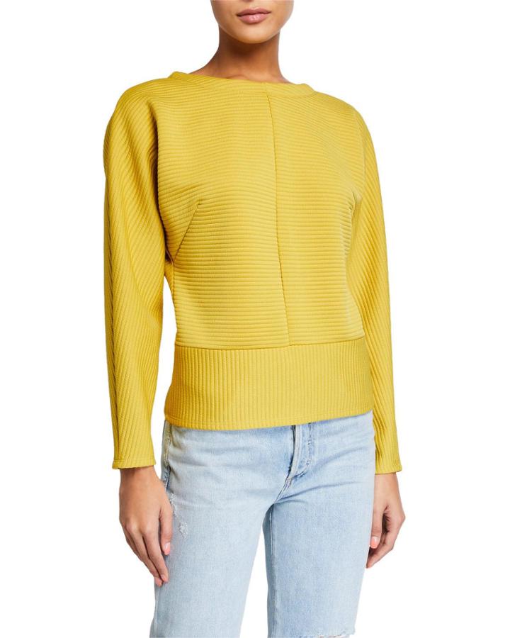 Dolman-sleeve Ribbed Popover Top