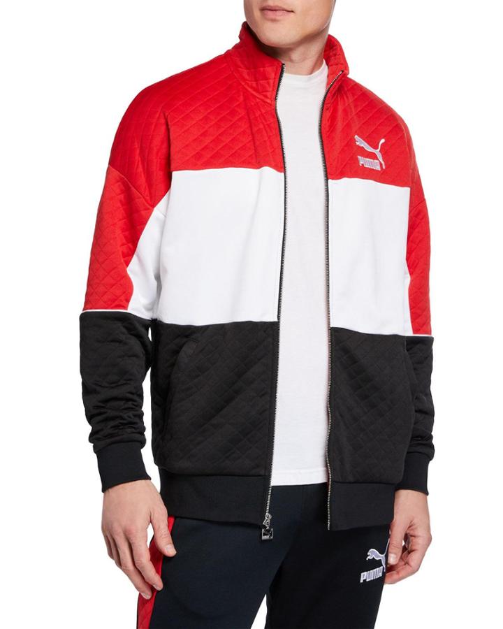 Men's Retro Tricolor Quilted Jacket