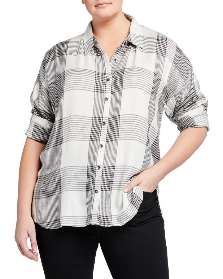 Plus Size Plaid High-low
