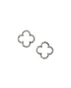 14k White Gold Diamond Open Clover Earrings