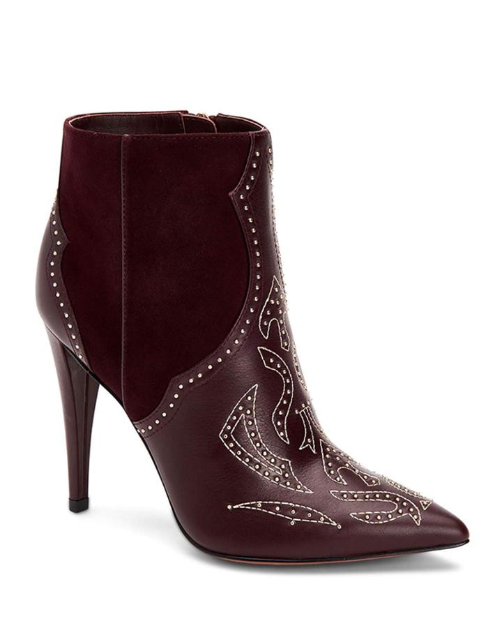 Jazleen Beaded Stitch Mixed Leather Booties