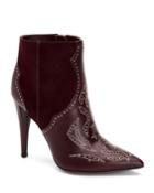 Jazleen Beaded Stitch Mixed Leather Booties
