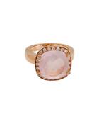 18k Rose Gold Cushion-cut Rose Quartz & Diamond Ring,
