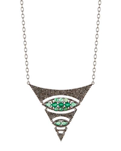 Green Emerald & Champagne Diamond Statement Necklace