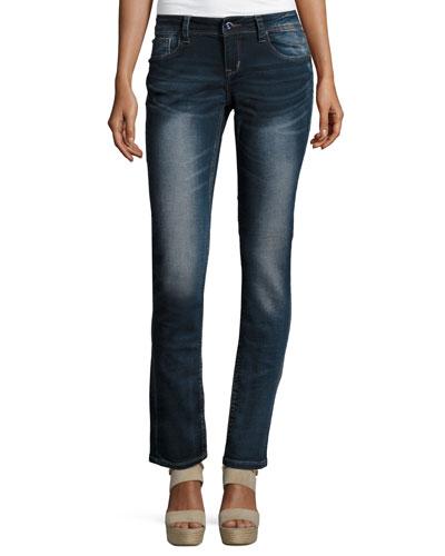 Faded Blue Skinny Jeans, Dark Blue