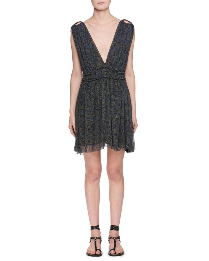Estelle Plunging-neck Sleeveless Printed