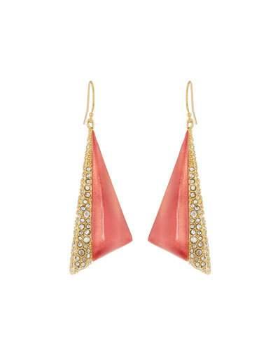 Crystal Encrusted Futurist Triangle Drop Earrings, Pink