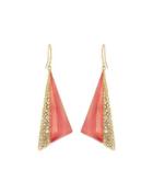 Crystal Encrusted Futurist Triangle Drop Earrings, Pink