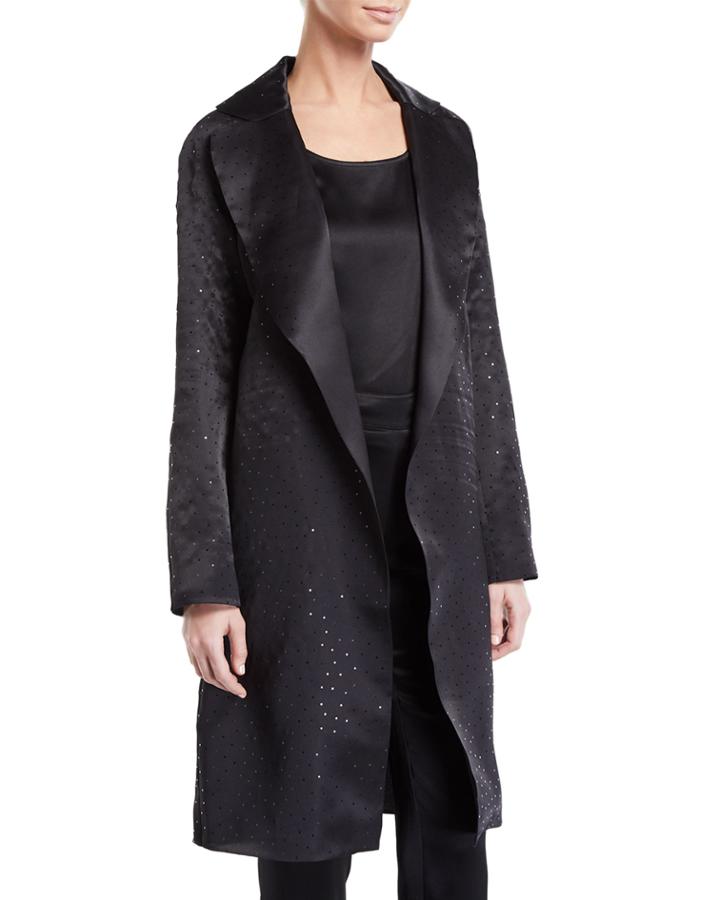 Sequined Silk Belted Organza Jacket