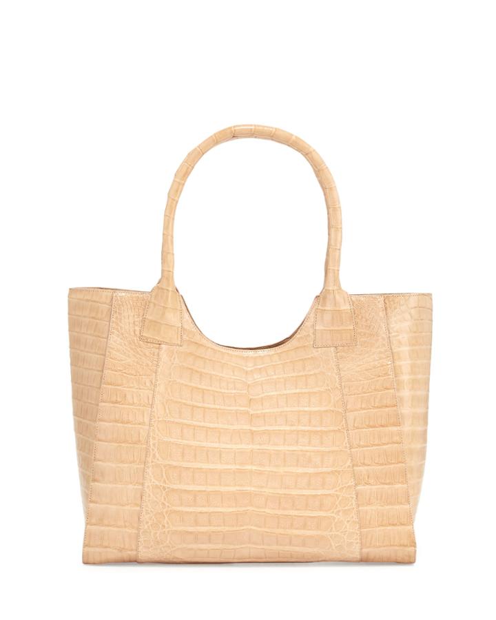 Nancy Gonzalez Crocodile Dipped-top Tote Bag, Ivory, Women's