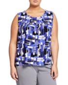 Brushstroke-printed Camisole With Pleated Neckline,