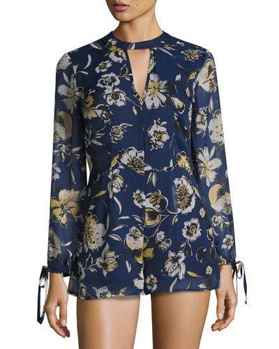 Yoryu Tiger Lily Short Jumpsuit, Blue/yellow