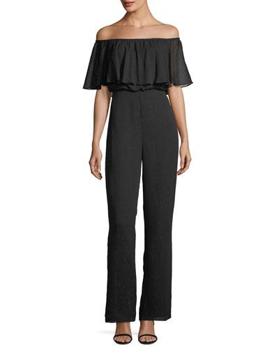 Ruffled Off-the-shoulder Jumpsuit