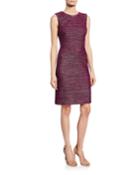 Sheath Ombre Ribbon Tweed Dress
