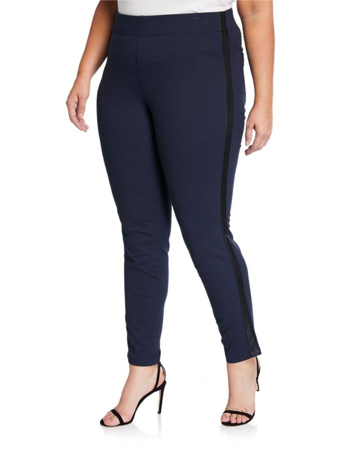 Plus Size Pull-on Pants With Faux