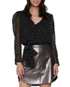 Semisheer Polka-dot Wrap Top