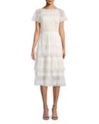 Pleated Lace Tiered Dress