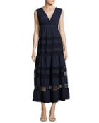 Lace-inset Maxi Dress, Navy