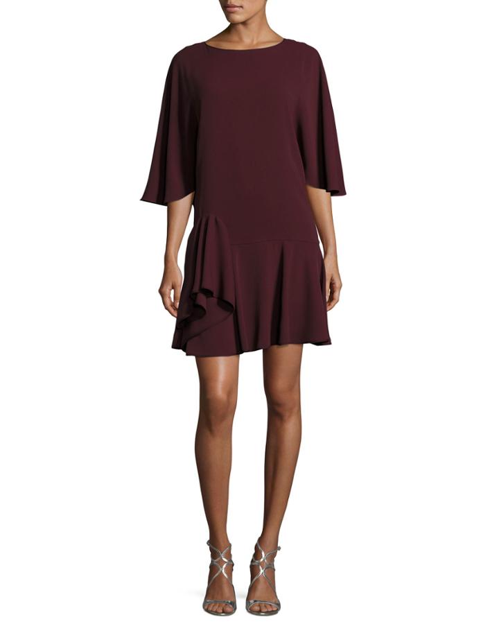 Flowy-sleeve Dress W/ Ruffle