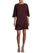 Flowy-sleeve Dress W/ Ruffle