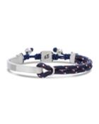 Men's Stainless Steel Id Bar Bracelet With Cord, Navy/red/white