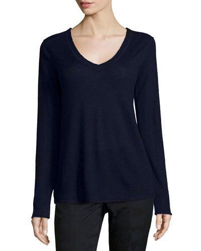 V-neck Raw-edge Cashmere