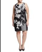 Floral-print Sleeveless Sheath Dress, Black,