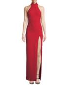 Zadid High-neck Halter Front-split Gown
