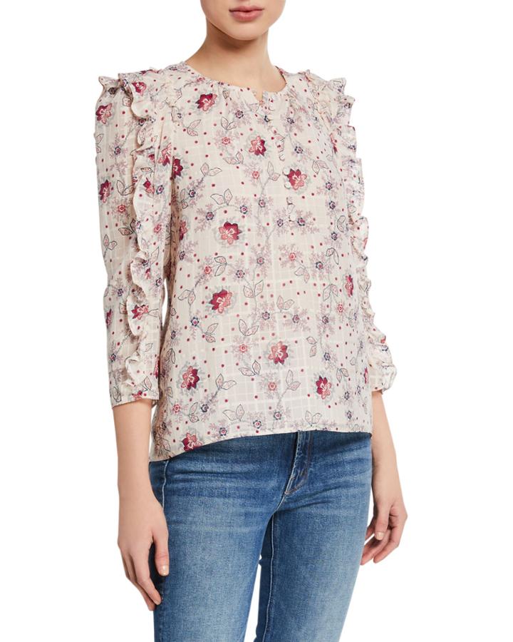 Claudine Printed Ruffle Top