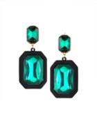 Rectangular Crystal Drop Earrings, Emerald