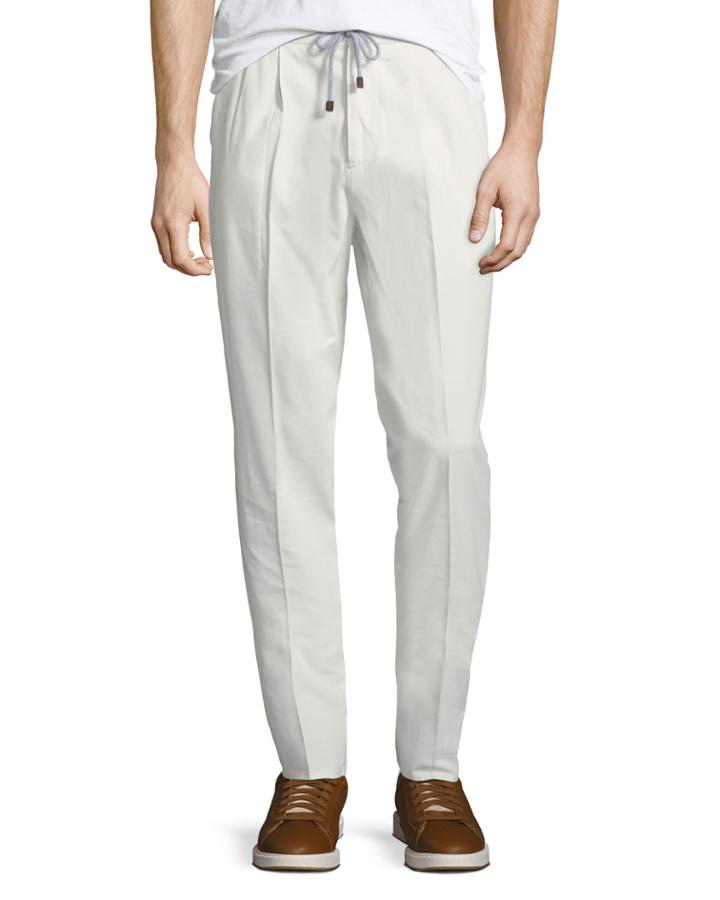 Men's Cotton Drawstring Double-pleated Jogger Pants