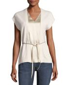 Cashmere & Satin Cap-sleeve