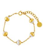 Tea Cup Yellow Golden 7mm White Pearl Bracelet
