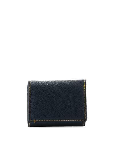 Capria Leather Tri-fold Wallet, Navy