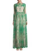 Contrast Trellis Lace A-line Gown