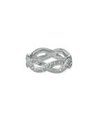 14k White Gold Pave Diamond Twisted Eternity Band Ring,
