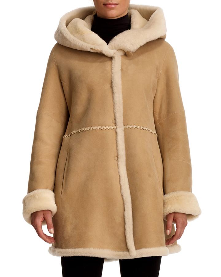 Hooded Shearling Parka Coat