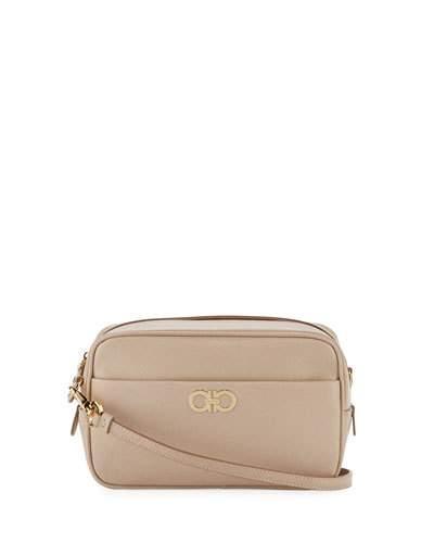 Saffiano Zip-around Crossbody Bag, Beige
